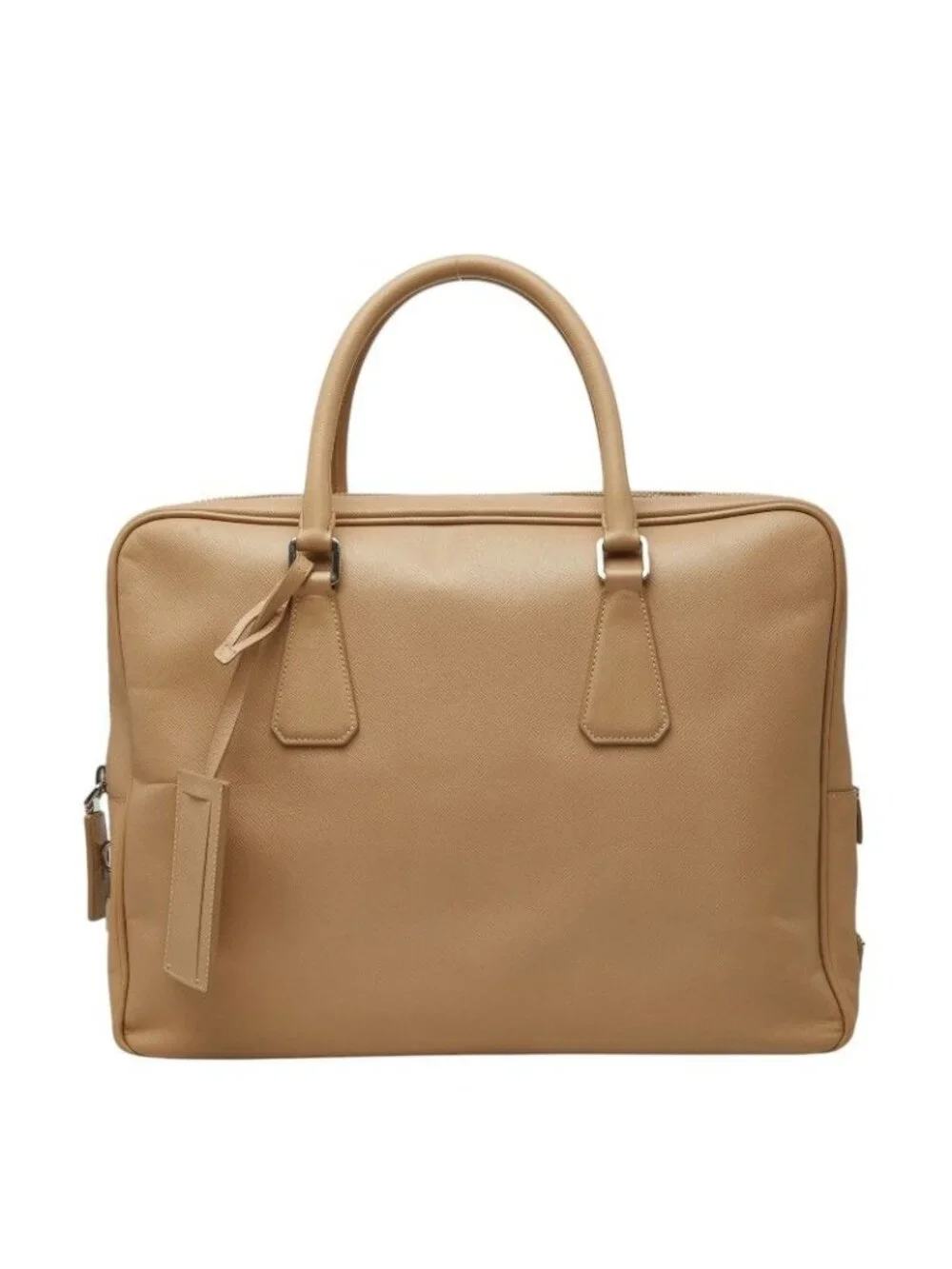 Prada Handbag Briefcase Business Beige Saffiano Leather